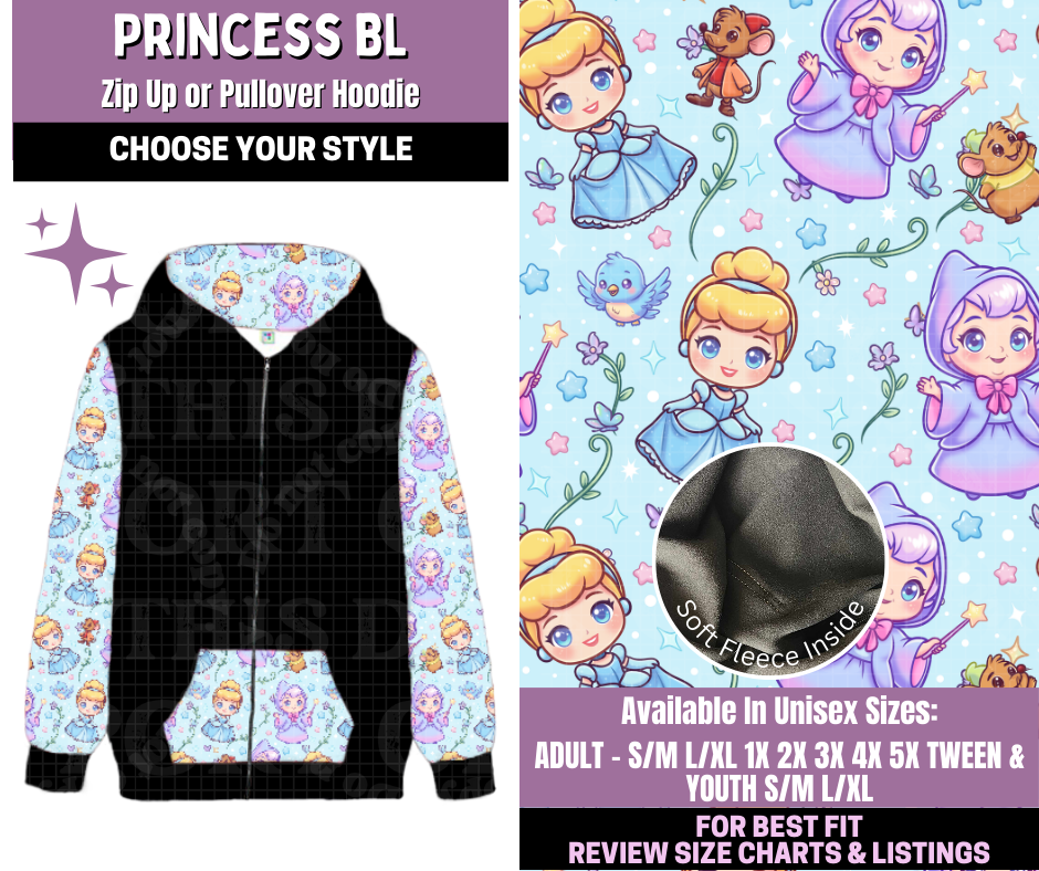 Preorder! Closes 1/14. ETA April. Princess BL Zip-Up or Pullover Hoodie