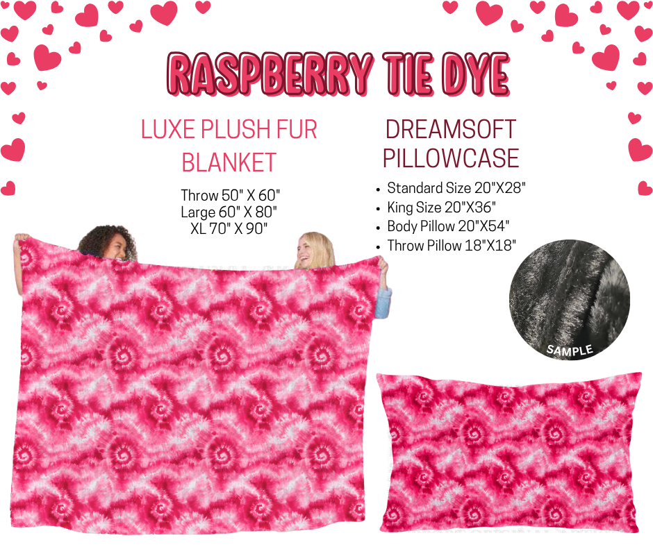 Preorder! Closes 11/17. ETA Jan. Raspberry Tie Dye Luxe Plush Fur Blanket and/or DreamSoft Pillowcase