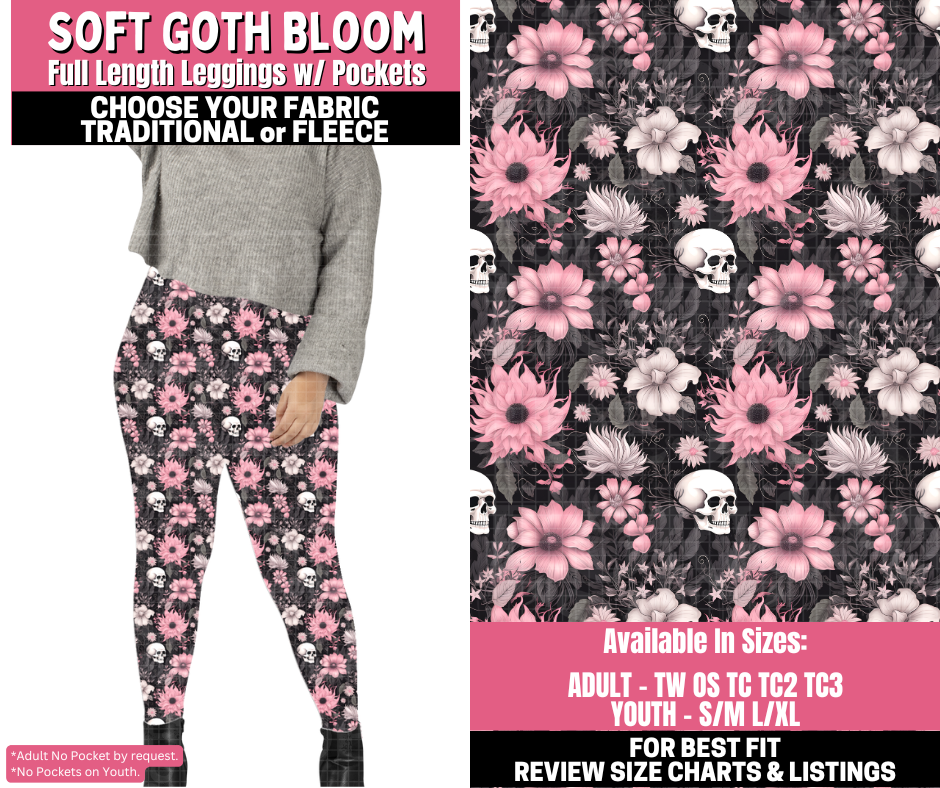 Preorder! Closes 11/19. ETA Jan. Soft Goth Bloom Leggings Choose Fleece or Traditional