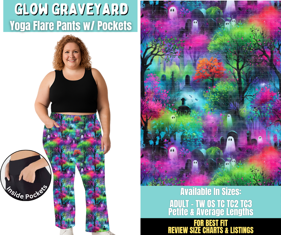 Preorder! Closes 6/25. ETA Sept. Glow Graveyard Yoga Flare Pants