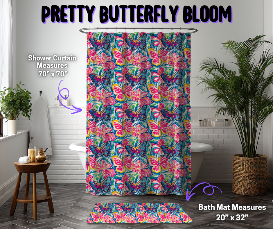 Preorder! Closes 12/8. ETA March. Pretty Butterfly Bloom Custom Shower Curtain and/or Bath Mat