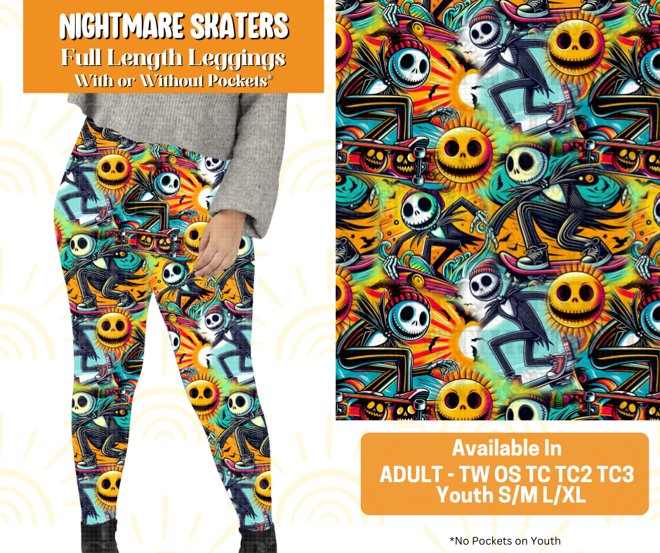 Preorder! Closes 5/16. ETA July. Nightmare Skaters Full Length Leggings w/wo Pockets
