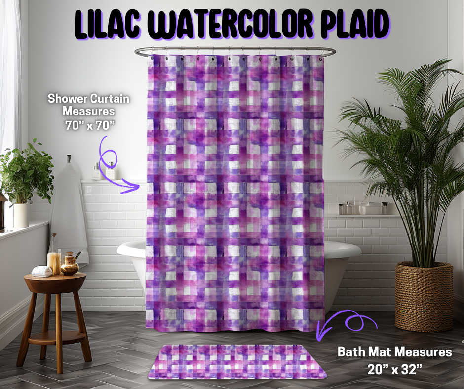 Preorder! Closes 12/8. ETA March. Lilac Watercolor Plaid Custom Shower Curtain and/or Bath Mat