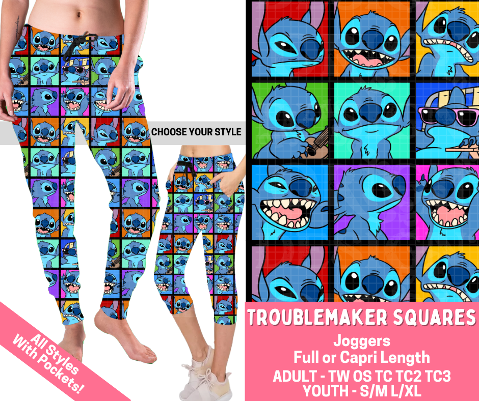 Preorder! Closes 2/16. ETA May. Troublemaker Squares Combo Jogger Lengths - Alonna's Legging Land