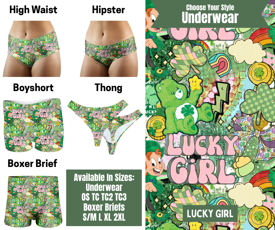 Preorder! Closes 11/24. ETA Jan. Lucky Girl Hipster, High Waist, Boyshort, & Thong Underwear & Boxer Briefs