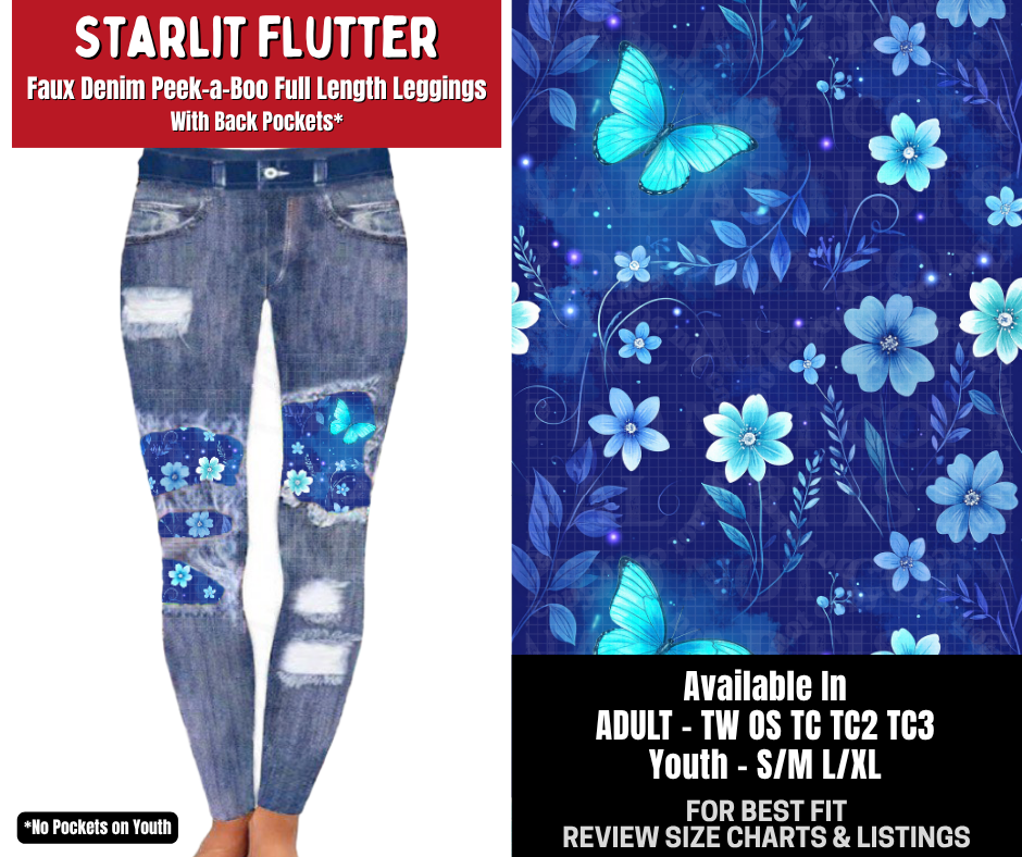 Preorder! Closes 10/26. ETA Jan. Starlit Flutter Full Length Faux Denim Peekaboo