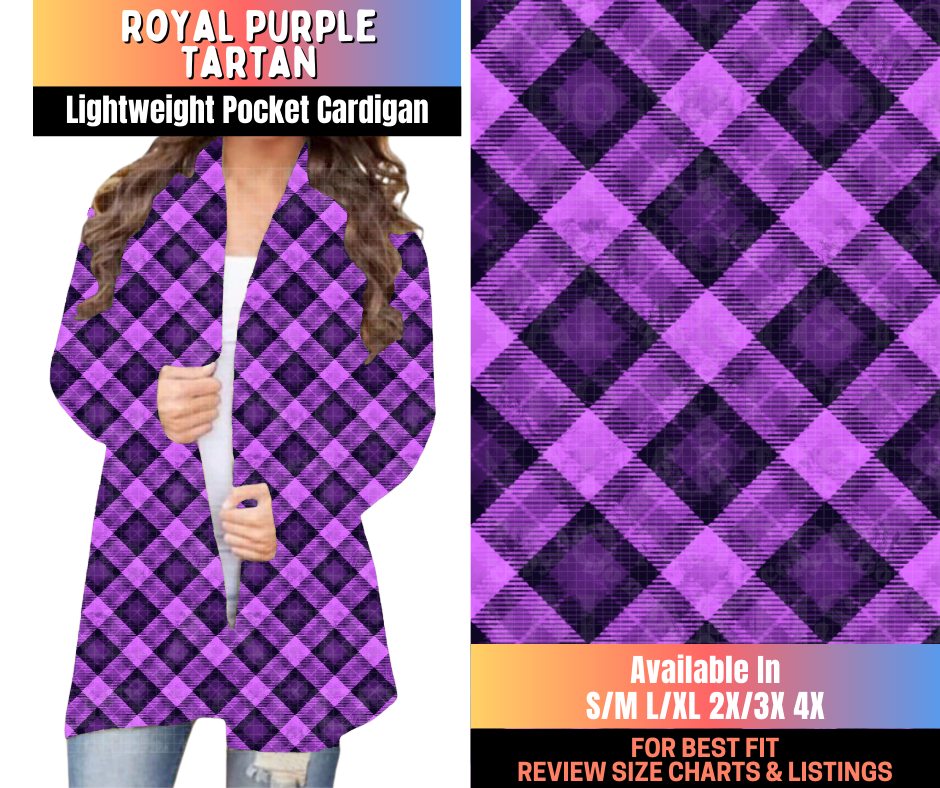 Preorder! Closes 10/16. ETA Jan. Royal Purple Tartan Pocket Cardigan