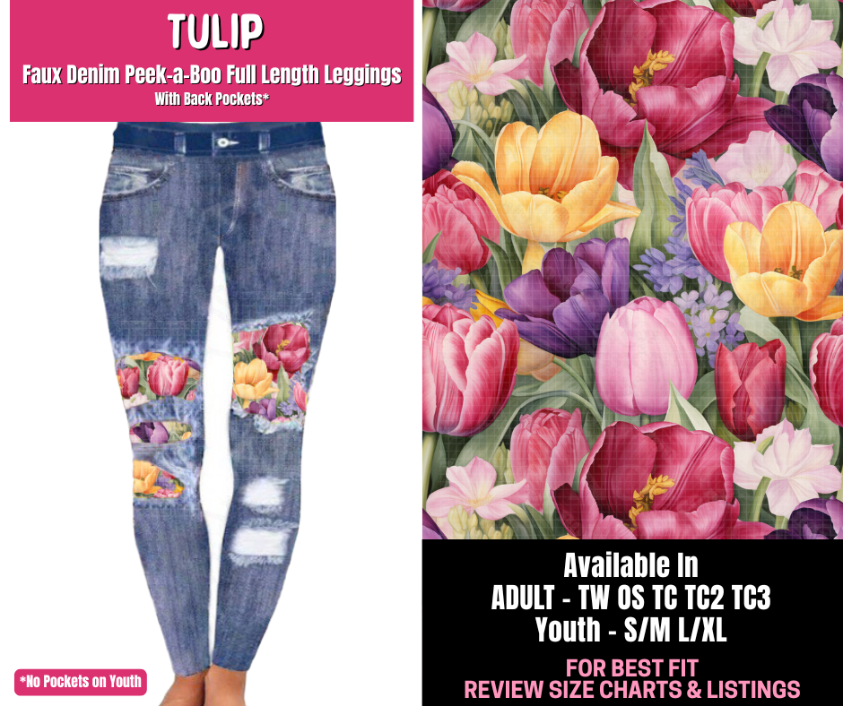 Preorder! Closes 1/1. ETA March. Tulip Full Length Faux Denim Peekaboo