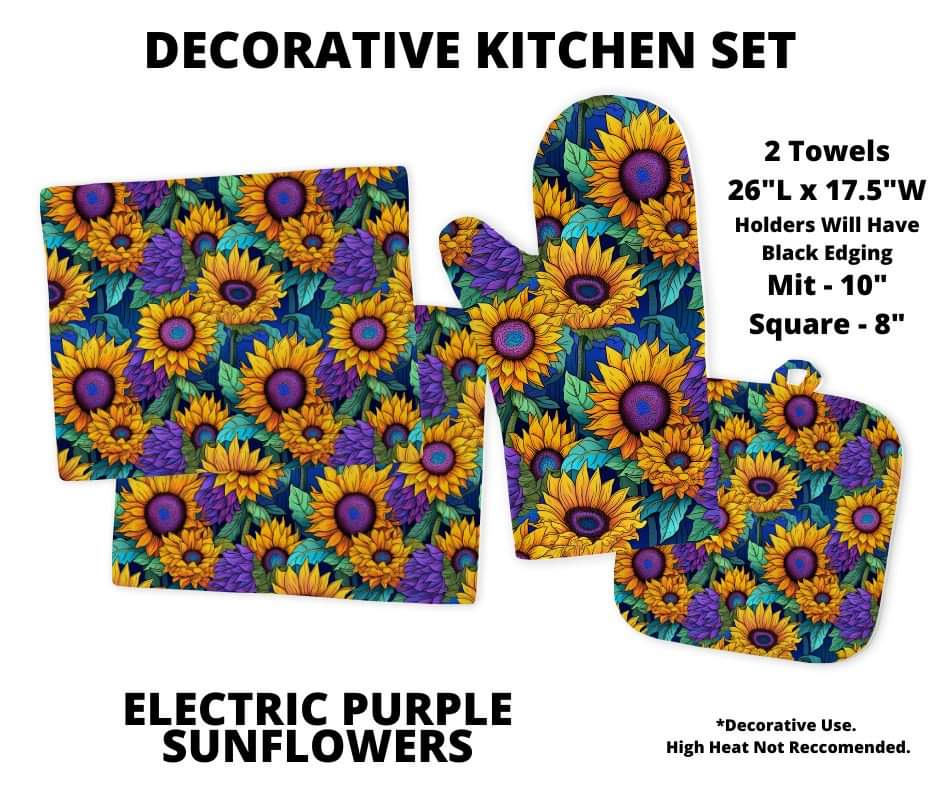 Electric Purple Sunflowers Decorative Kitchen Set - Alonna's Legging Land