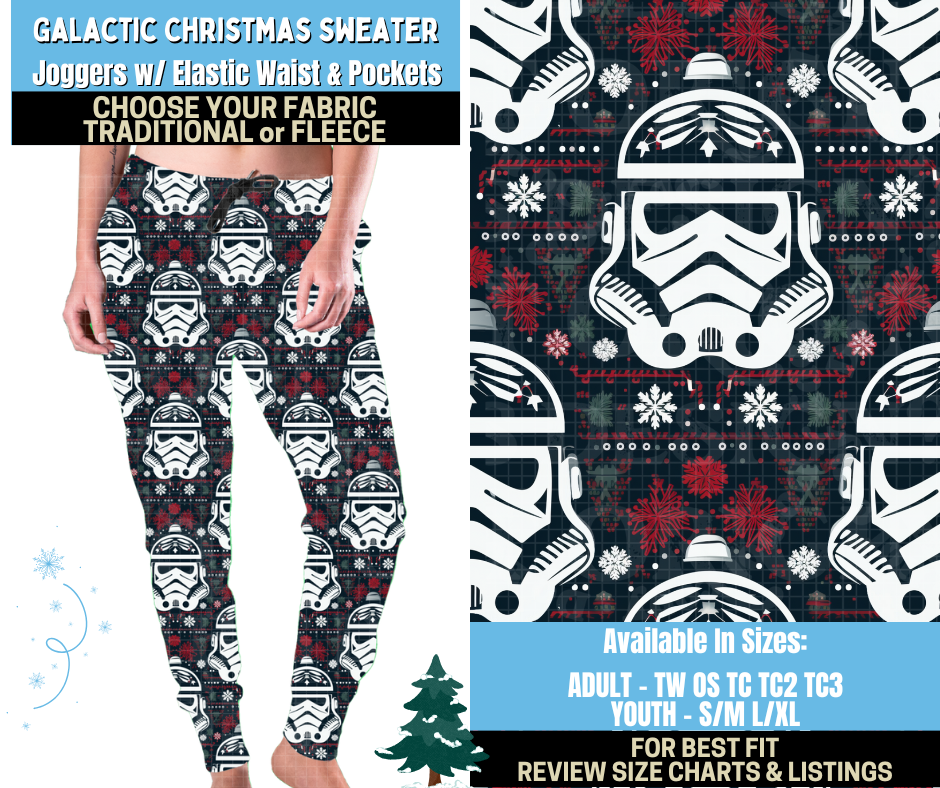 Preorder! Closes 8/28. ETA Nov. Galactic Christmas Sweater Joggers Choose Fleece or Traditional