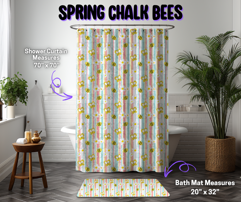 Preorder! Closes 12/8. ETA March. Spring Chalk Bees Custom Shower Curtain and/or Bath Mat