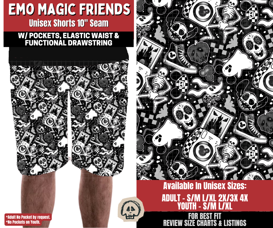 Preorder! Closes 12/22. ETA March. Emo Magic Friends Unisex Shorts