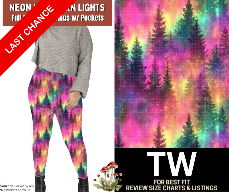 Neon Northern Lights Full Length Leggings w/ Pockets