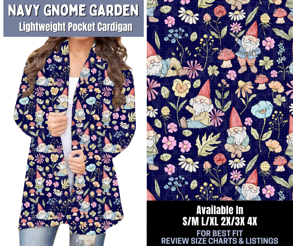 Preorder! Closes 1/8. ETA March. Navy Gnome Garden Pocket Cardigan