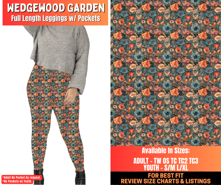 Preorder! Closes 12/29. ETA March. Wedgewood Garden Full Length Leggings w/wo Pockets