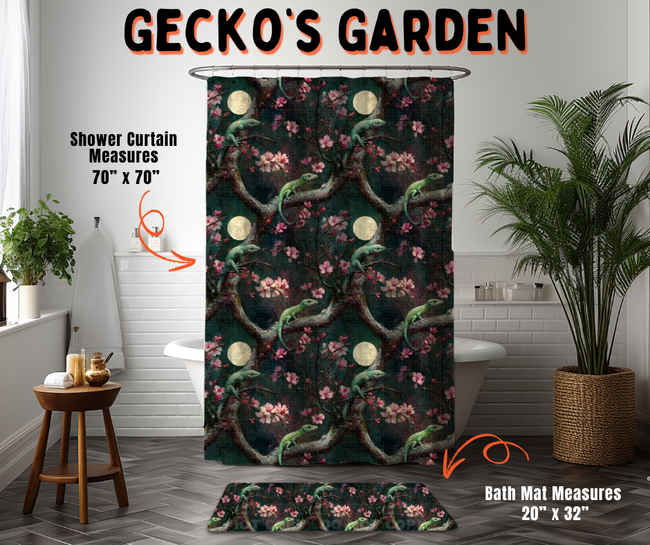 Preorder! Closes 6/10. ETA Sept. Gecko's Garden Custom Shower Curtain and/or Bath Mat
