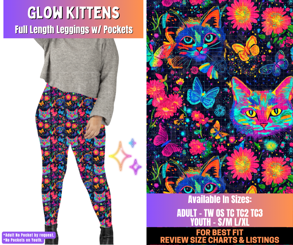 Preorder! Closes 12/10. ETA March. Glow Kittens Full Length Leggings w/wo Pockets