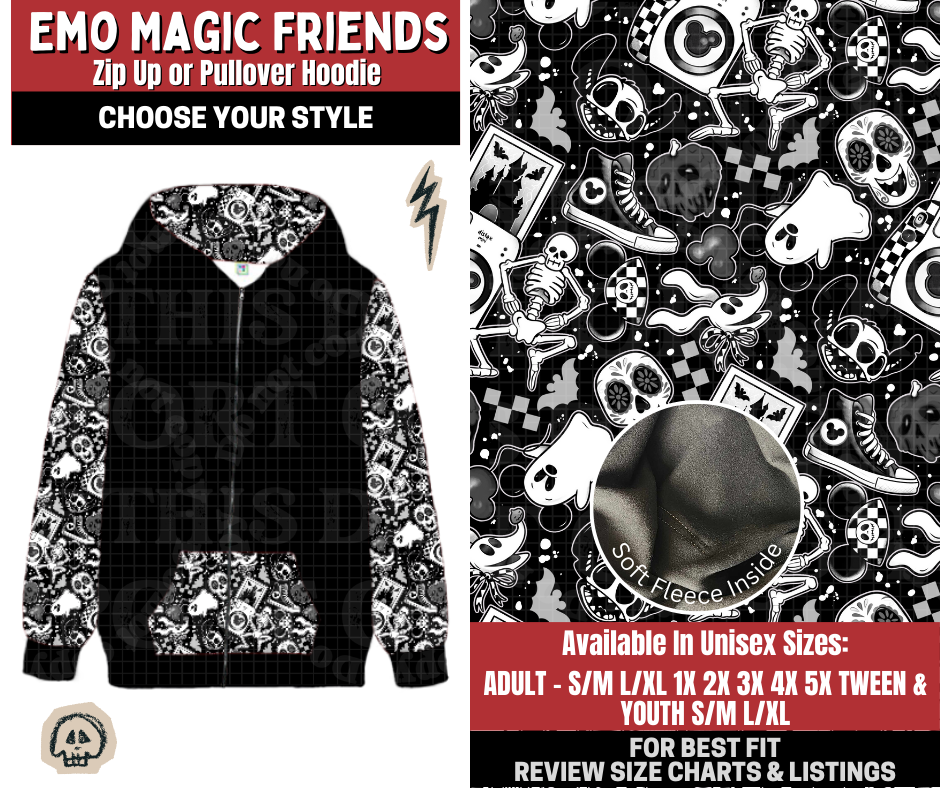 Preorder! Closes 12/22. ETA March. Emo Magic Trouble Zip-Up or Pullover Hoodie