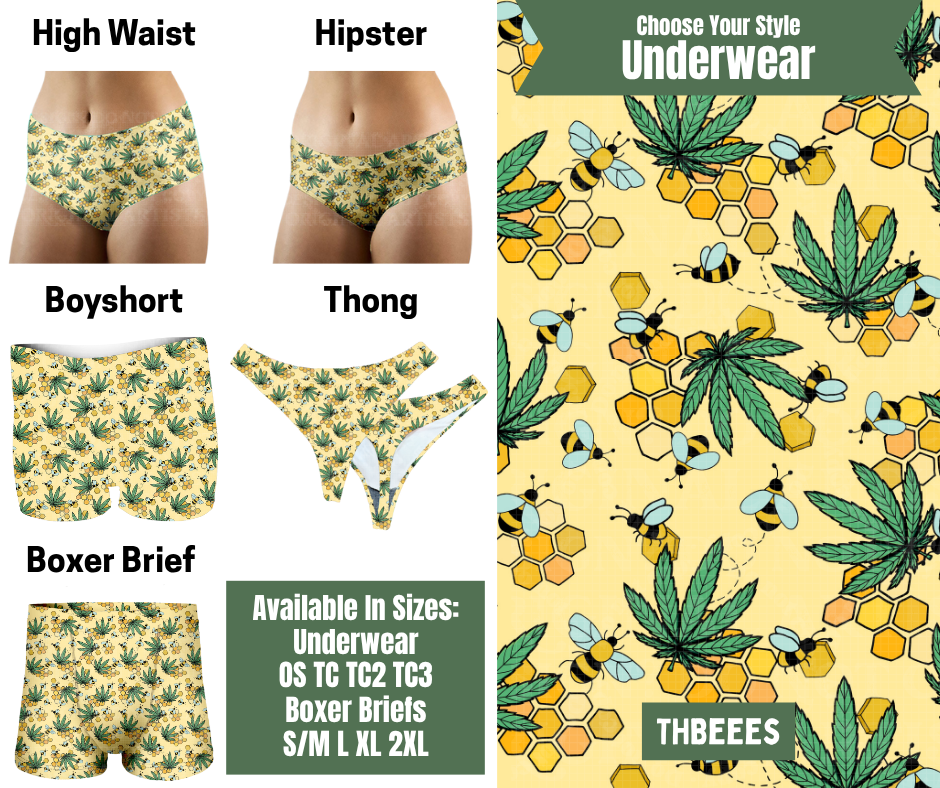 Preorder! Closes 11/24. ETA Jan. THBees Hipster, High Waist, Boyshort, & Thong Underwear & Boxer Briefs