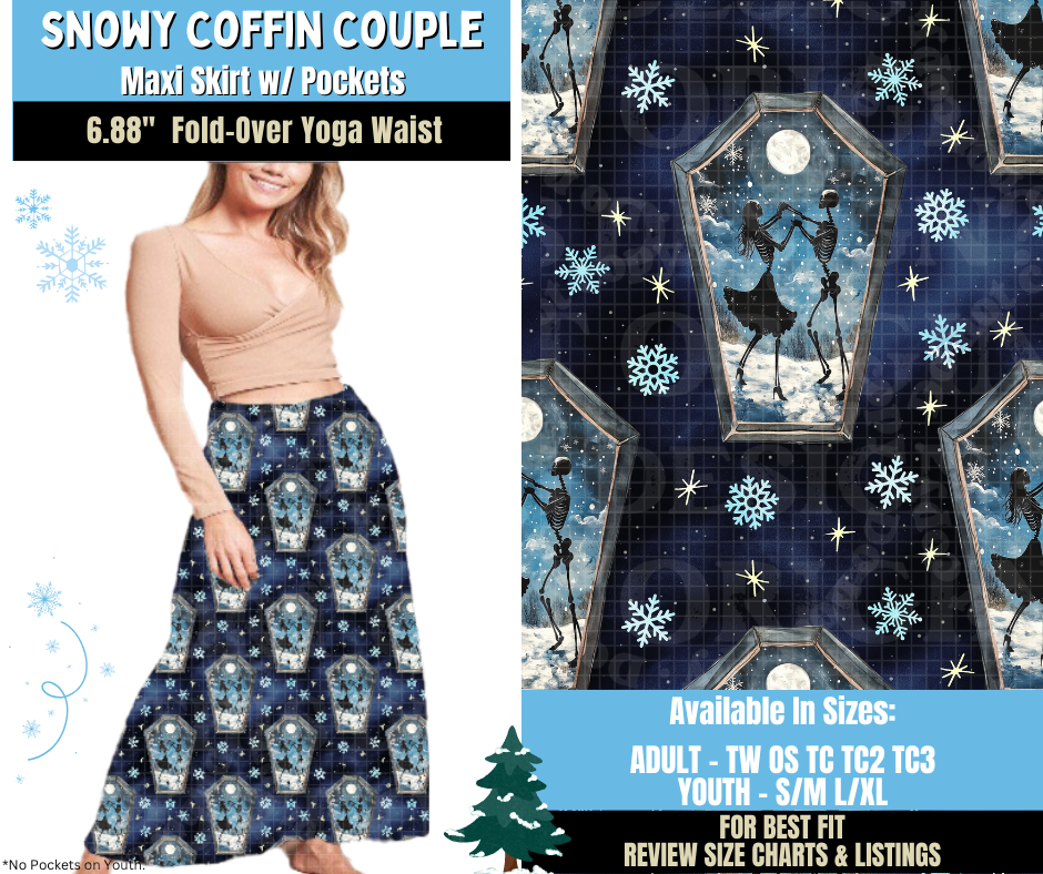 Preorder! Closes 8/28. ETA Nov. Snowy Coffin Couple Maxi Skirt