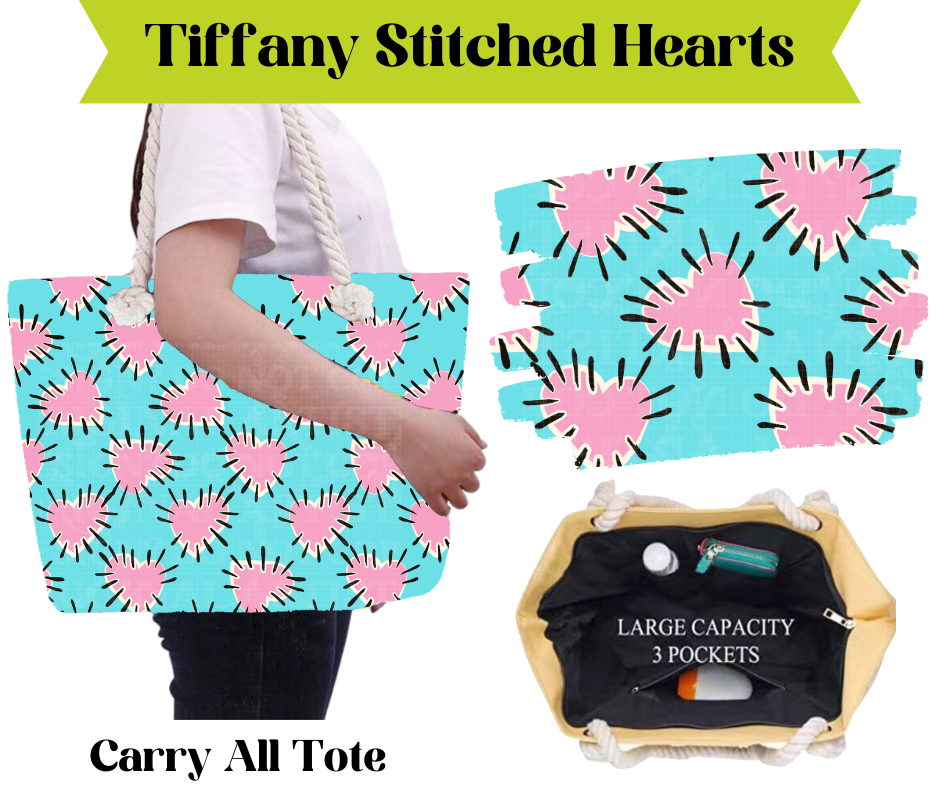 Preorder! Closes 3/16. ETA May. Tiffany Stitched Hearts Carry All Tote