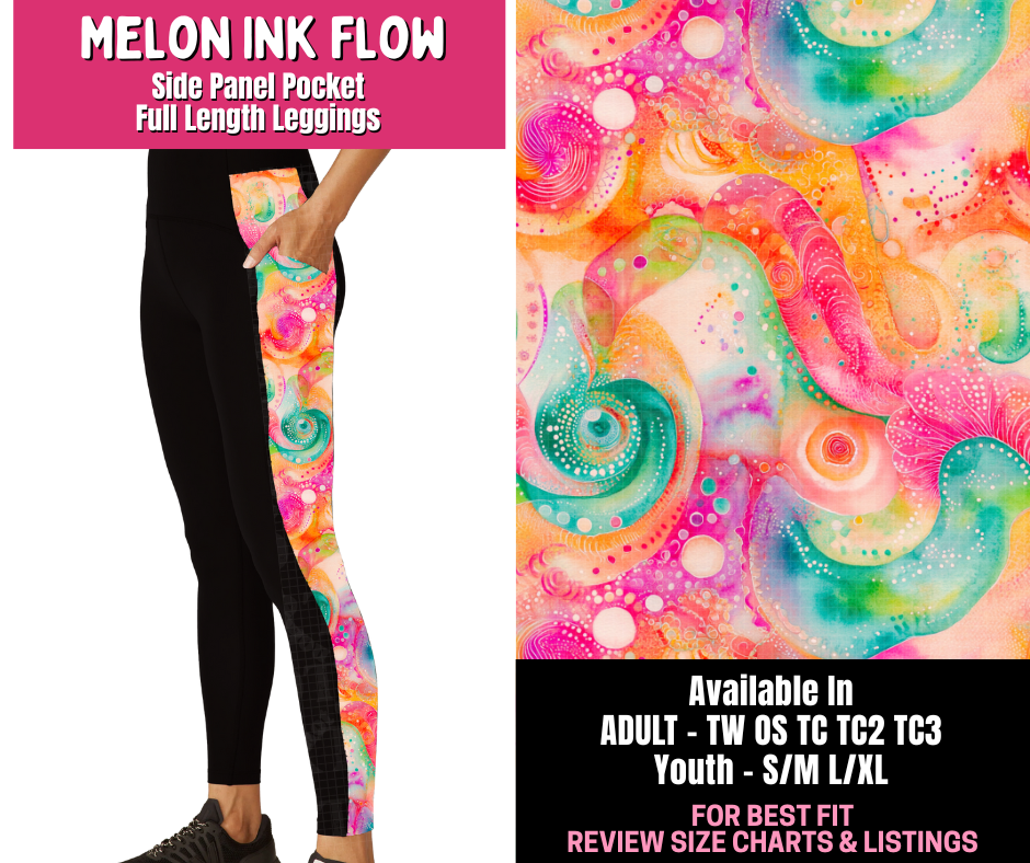Preorder! Closes 1/1. ETA March. Melon Ink Flow Side Panel Pocket Full Length Leggings