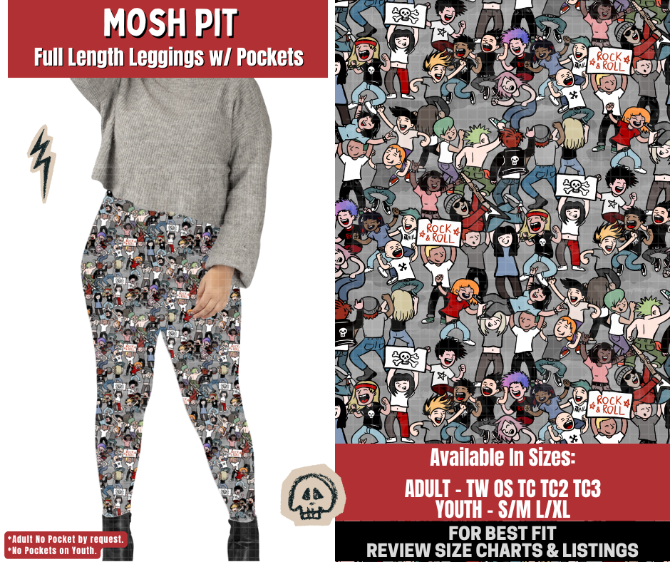 Preorder! Closes 12/22. ETA March. Mosh Pit Full Length Leggings w/wo Pockets