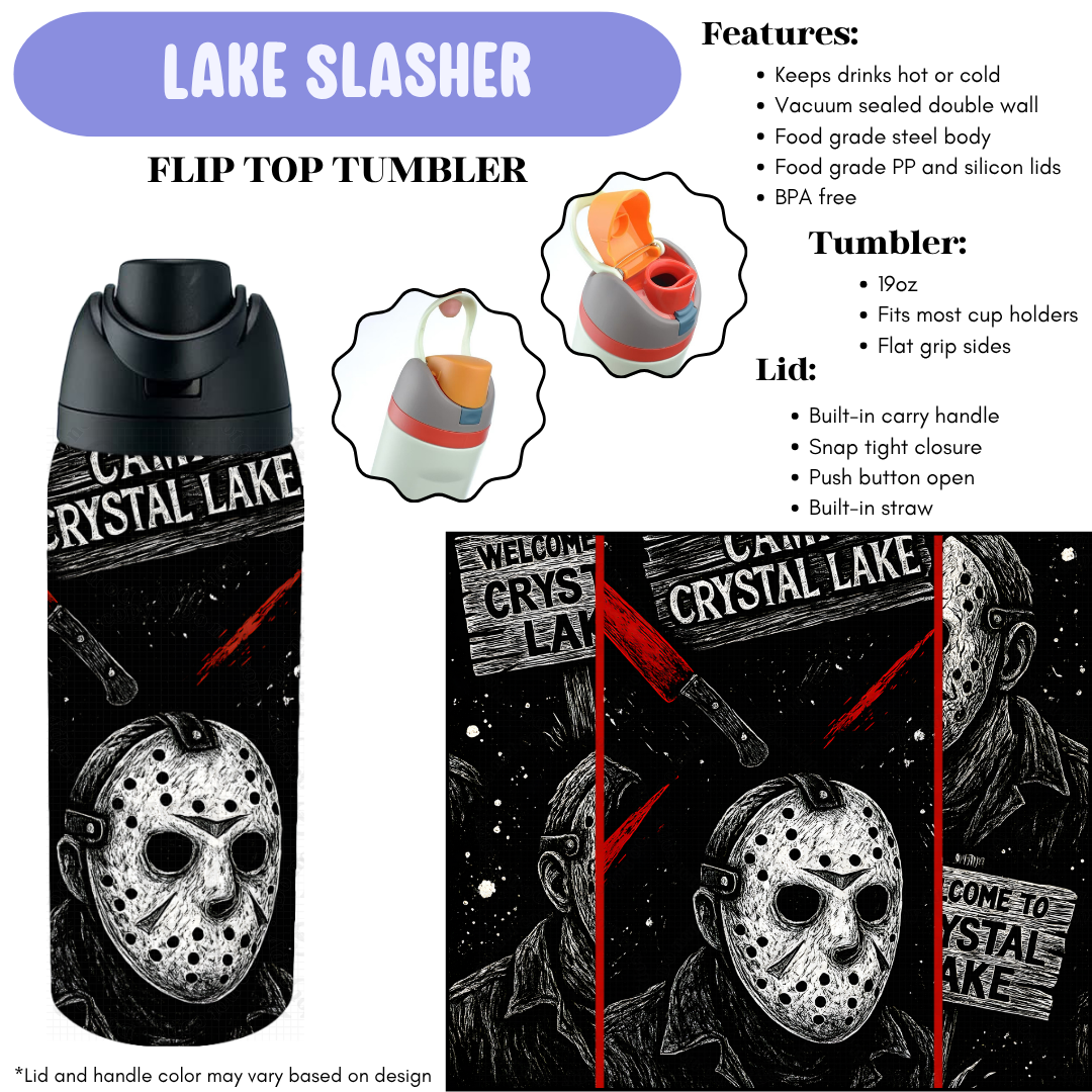 Preorder! Closes 12/11. ETA Feb. Lake Slasher Flip Top Tumbler
