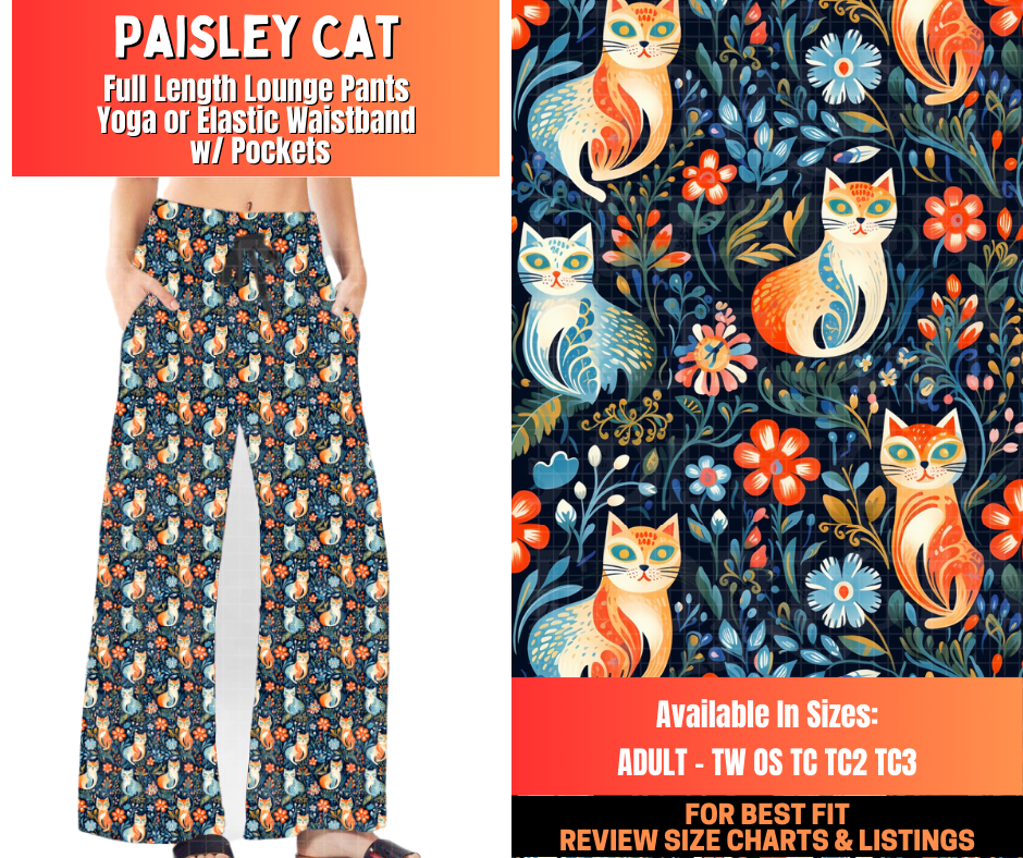 Preorder! Closes 12/29. ETA March. Paisley Cat Full Length Lounge Pants