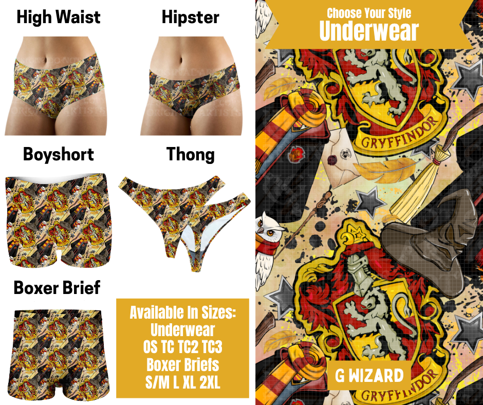Preorder! Closes 10/28. ETA Jan. G Wizard Hipster, High Waist, Boyshort, & Thong Underwear & Boxer Briefs