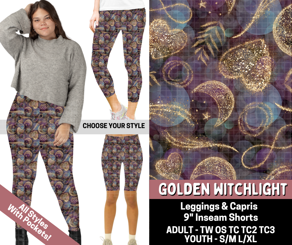 Preorder! Closes 6/11. ETA Sept. Golden Witchlight Combo Legging Lengths