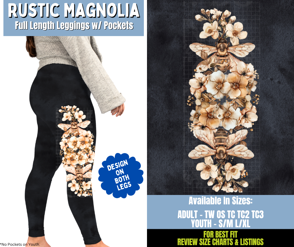 Preorder! Closes 12/15. ETA March. Rustic Magnolia Full Length Leggings w/ Side Leg Designs