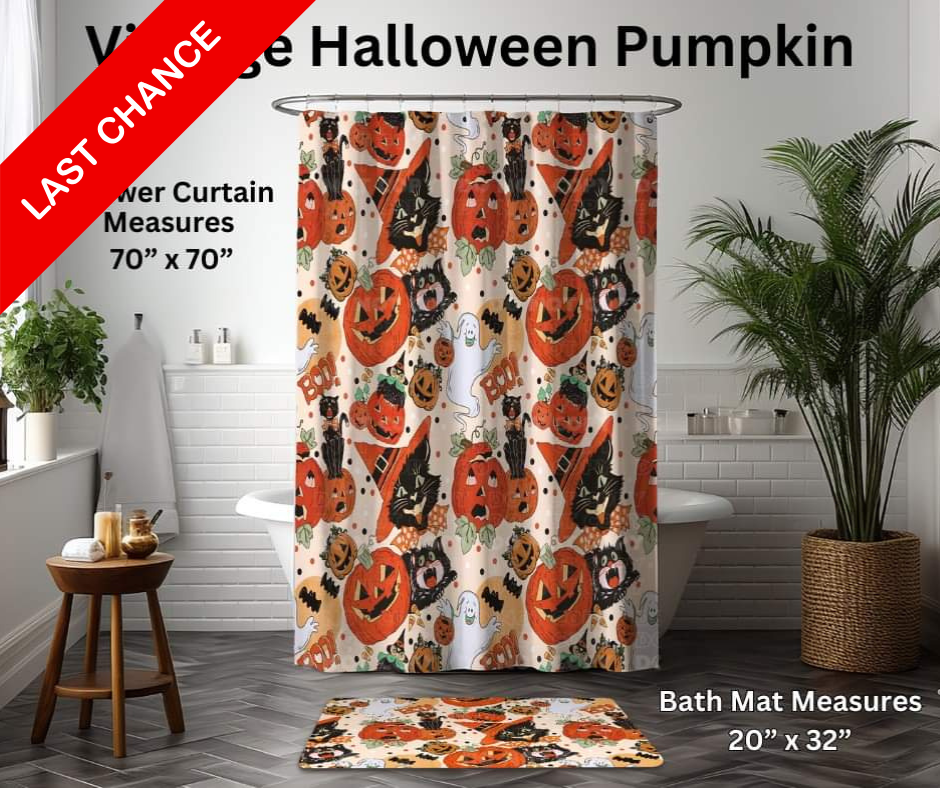 Vintage Halloween Pumpkin Custom Bath Mat