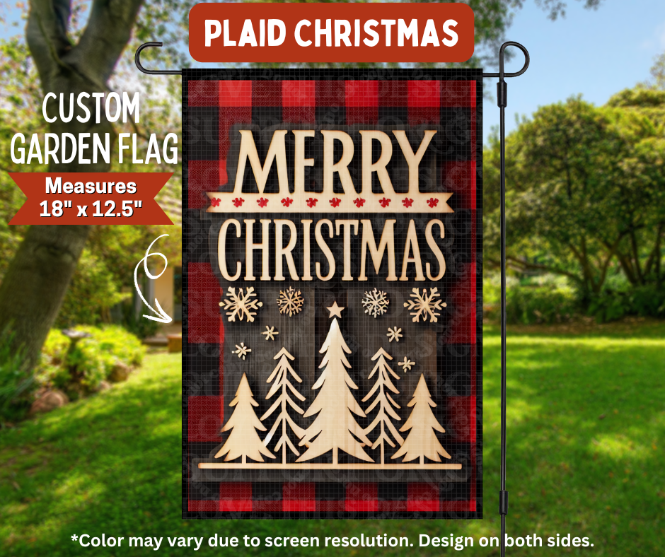 Preorder! Closes 8/10. ETA Nov. Plaid Christmas Garden Flag