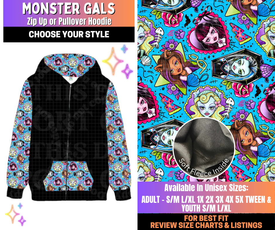 Preorder! Closes 12/10. ETA March. Monster Gals Zip-Up or Pullover Hoodie