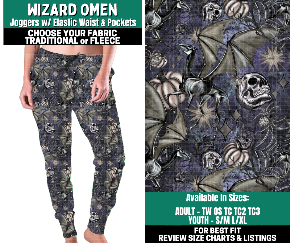 Preorder! Closes 10/27. ETA Jan. Wizard Omen Joggers Choose Fleece or Traditional