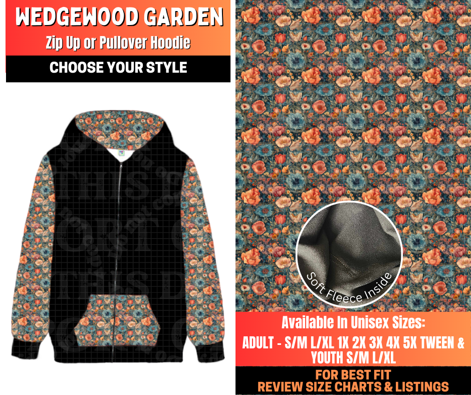 Preorder! Closes 12/29. ETA March. Wedgewood Garden Zip-Up or Pullover Hoodie