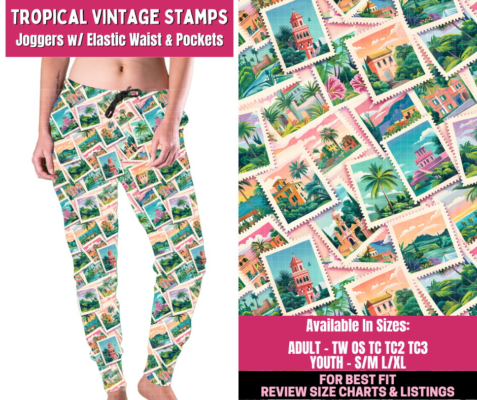 Preorder! Closes 12/31. ETA March. Tropical Vintage Stamps Joggers