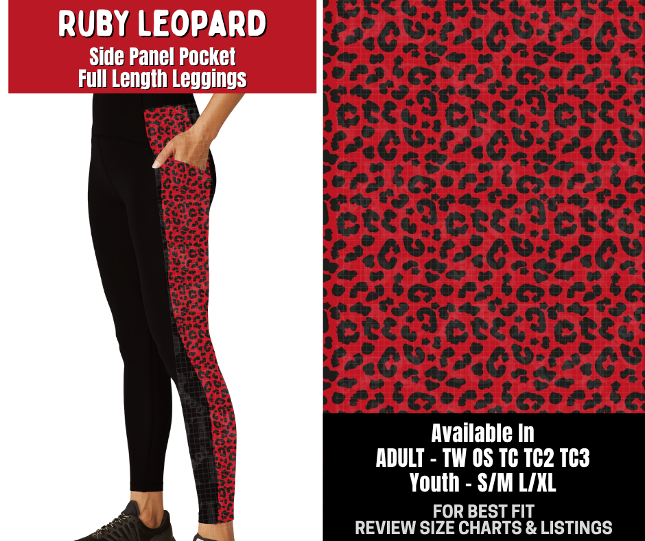 Preorder! Closes 10/26. ETA Jan. Ruby Leopard Side Panel Pocket Full Length Leggings