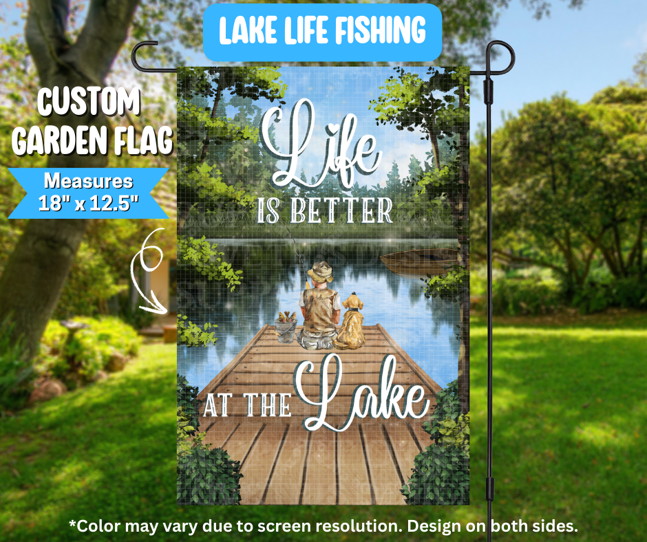 Preorder! Closes 3/9. ETA June. Lake Life Fishing Garden Flag