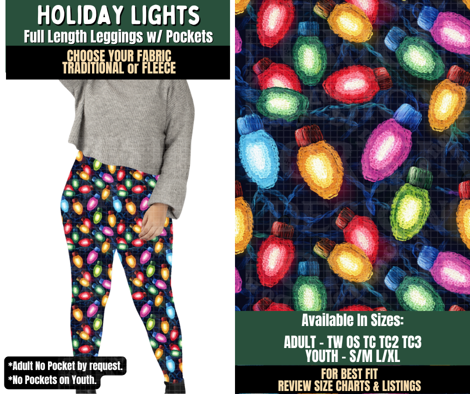 Preorder! Closes 8/12. ETA Nov. Holiday Lights Leggings Choose Fleece or Traditional