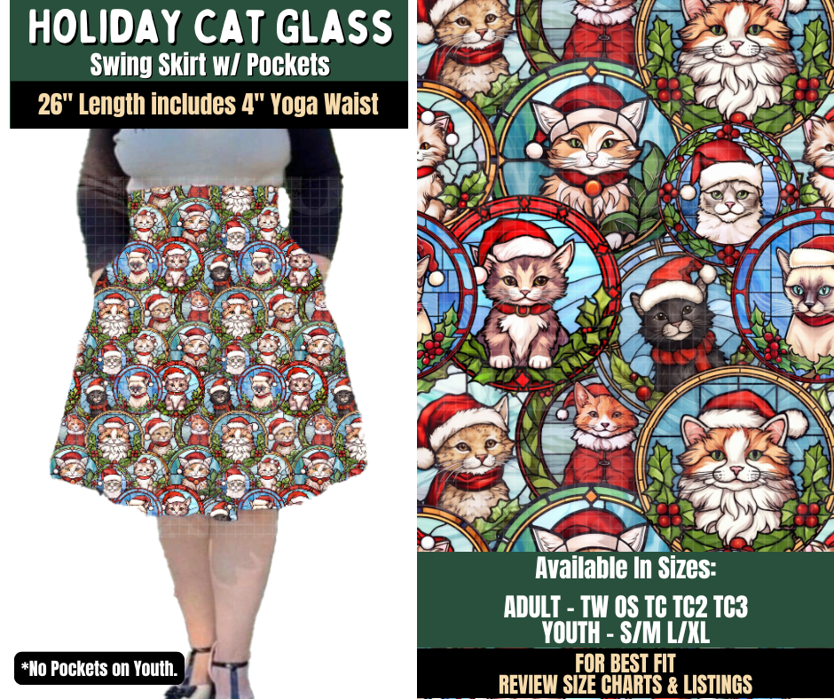 Preorder! Closes 8/12. ETA Nov. Holiday Cat Glass Swing Skirt