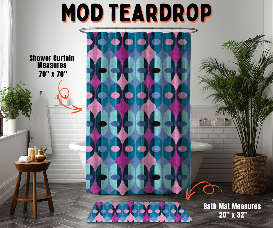 Preorder! Closes 6/10. ETA Sept. Mod Teardrop Custom Shower Curtain and/or Bath Mat