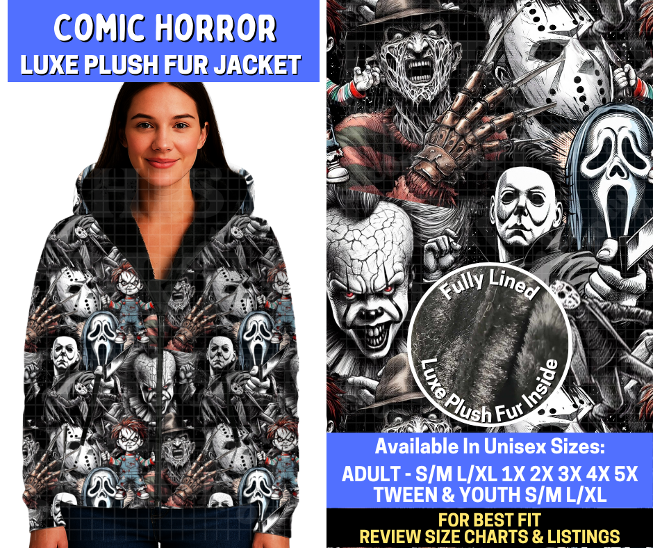 Preorder! Closes 10/20. ETA Jan. Comic Horror Luxe Fur Jacket