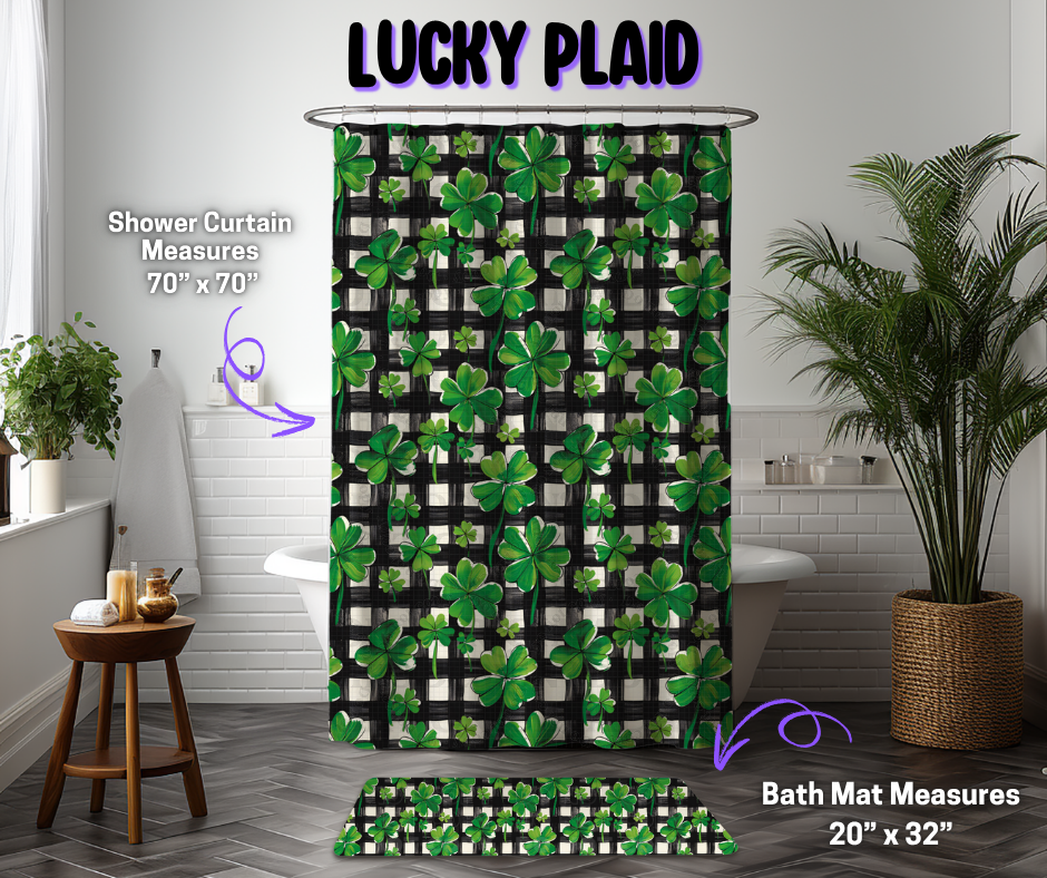 Preorder! Closes 12/8. ETA March. Lucky Plaid Custom Shower Curtain and/or Bath Mat