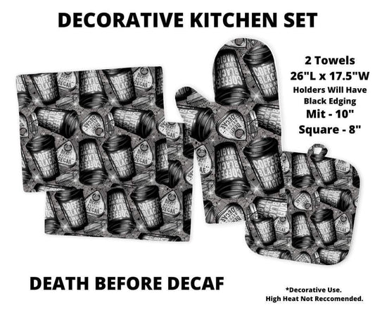 Death Before Decaf Decorative Kitchen Set - Alonna's Legging Land