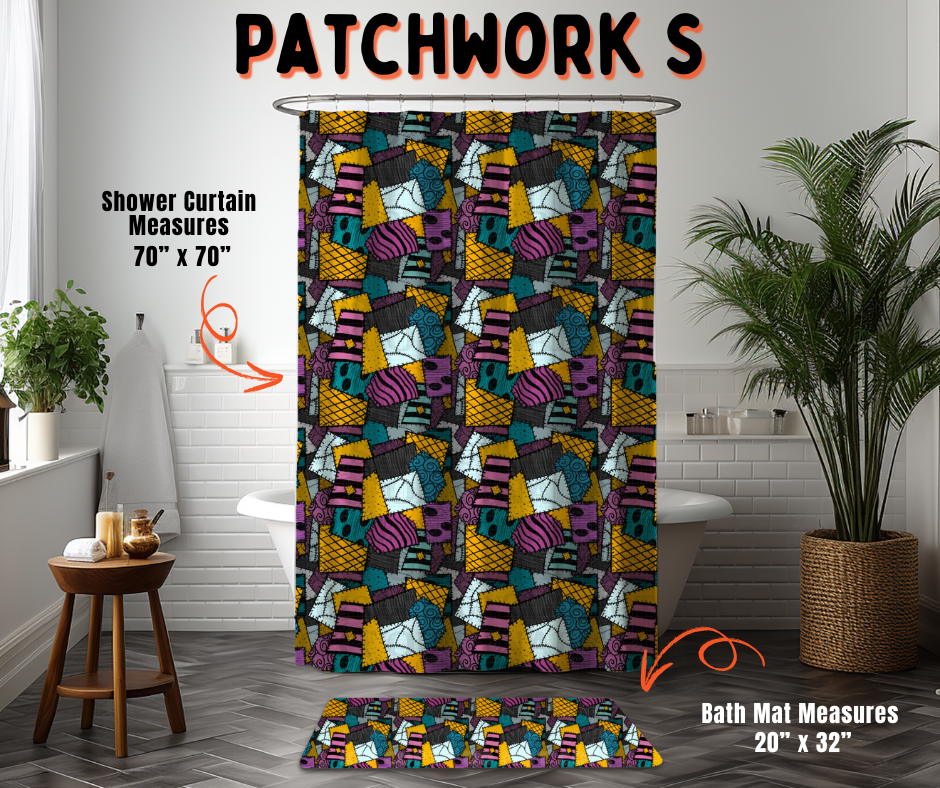 Preorder! Closes 6/10. ETA Sept. Patchwork S Custom Shower Curtain and/or Bath Mat