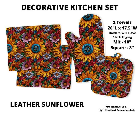 Leather Sunflower Decorative Kitchen Set - Alonna's Legging Land
