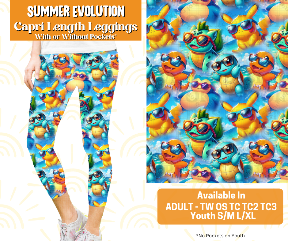 Preorder! Closes 5/16. ETA July. Summer Evolution Capri Length Leggings w/wo Pockets
