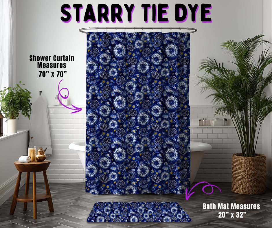 Preorder! Closes 10/21. ETA Jan. Starry Tie Dye Custom Shower Curtain and/or Bath Mat